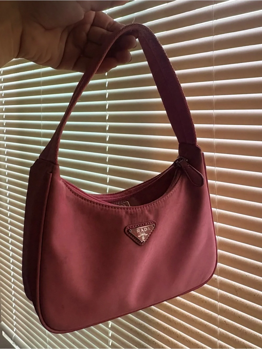 Triangle “P” Pink Nylon Shoulder Bag